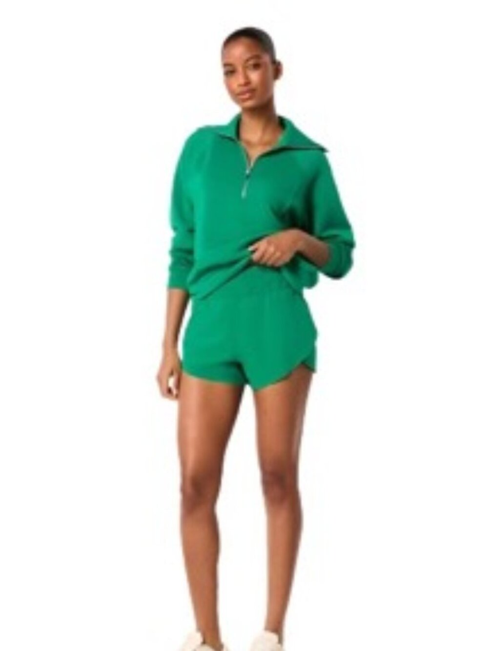 Spanx AirEssentials Bright Green Shawl Collar Half-Zip